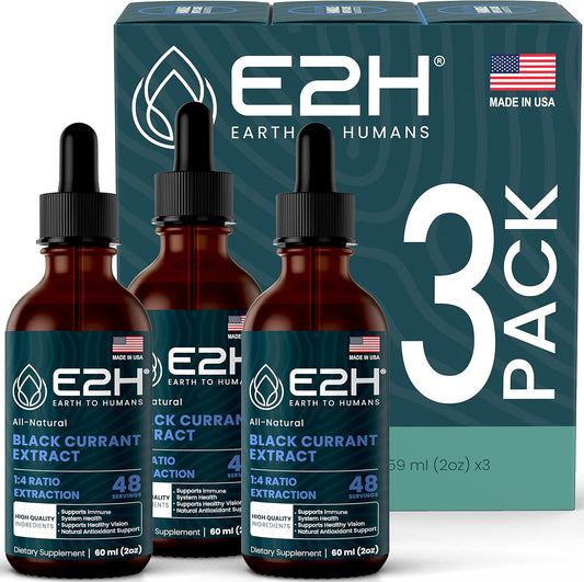 E2H Natural Black Currant Extract, Cold Pressed Seed Oil - Immune System Support - Liquid Supplement Pack