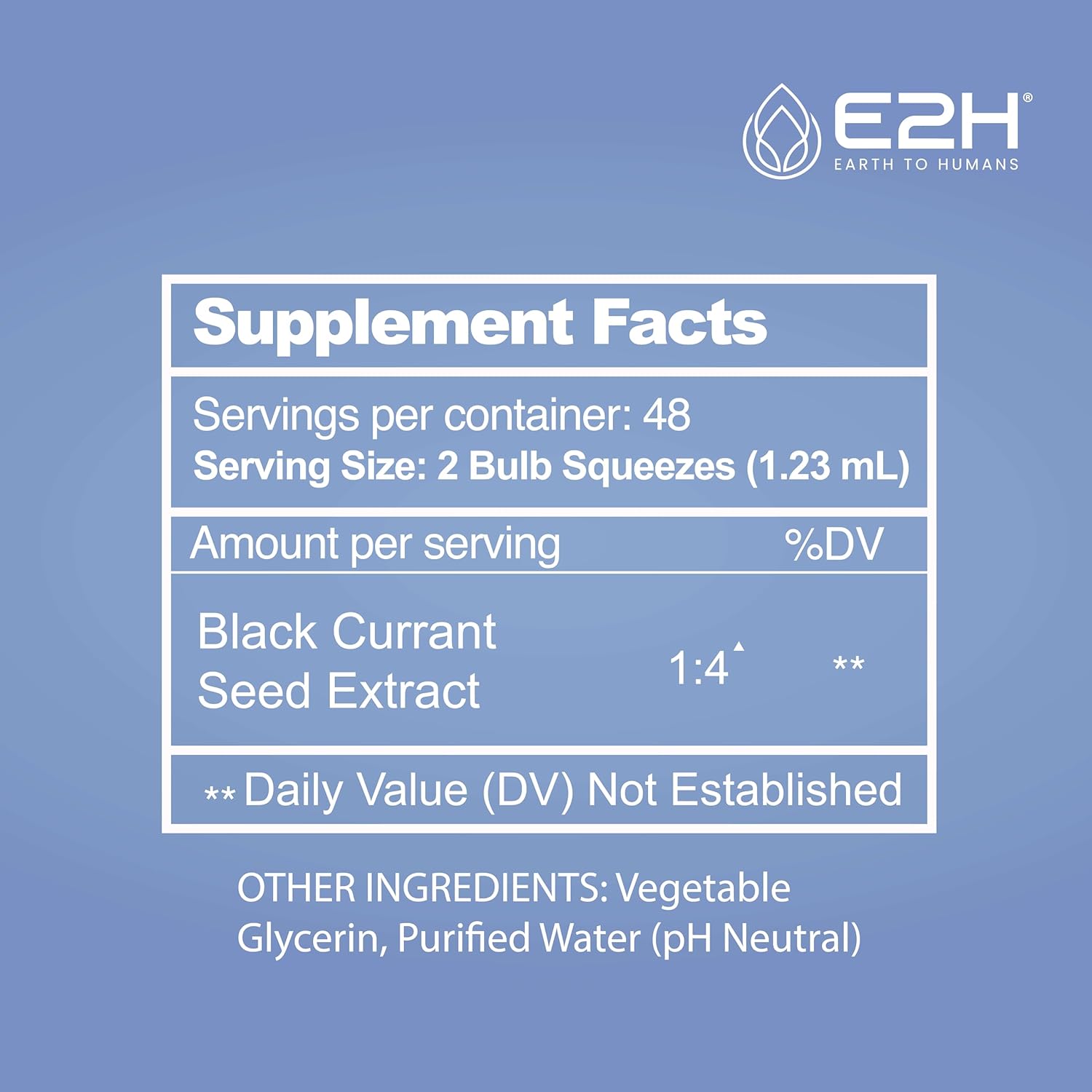 E2H Natural Black Currant Extract, Cold Pressed Seed Oil - Immune System Support - Liquid Supplement Pack