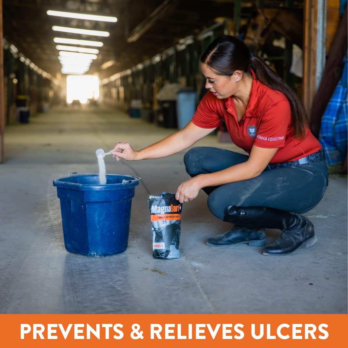 Eagle Equine MagnaGard Plus Gastric Support Powder Supplement for Horses - Omega 3s, Ulcer Relief, Calming, Magnesium, Minerals - 20lb Bucket, 5 Months Supply - BoostGo Australia