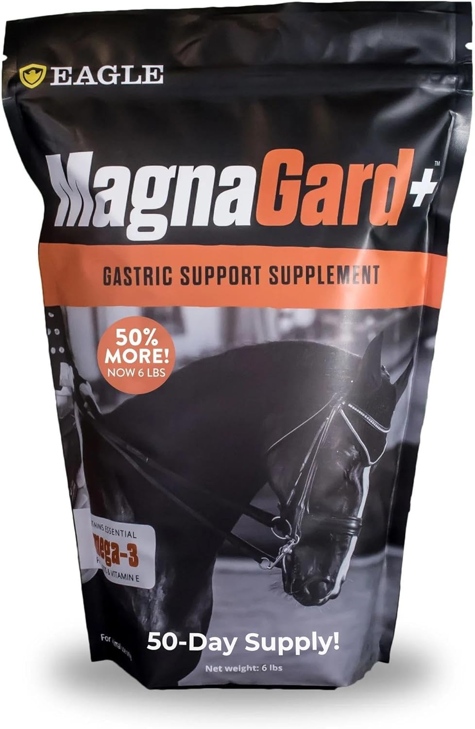 Eagle Equine MagnaGard Plus Gastric Support Supplement for Horses - Omega 3s, Ulcer Relief, Calming & Minerals - 6lb Bag, 45-Day Supply
