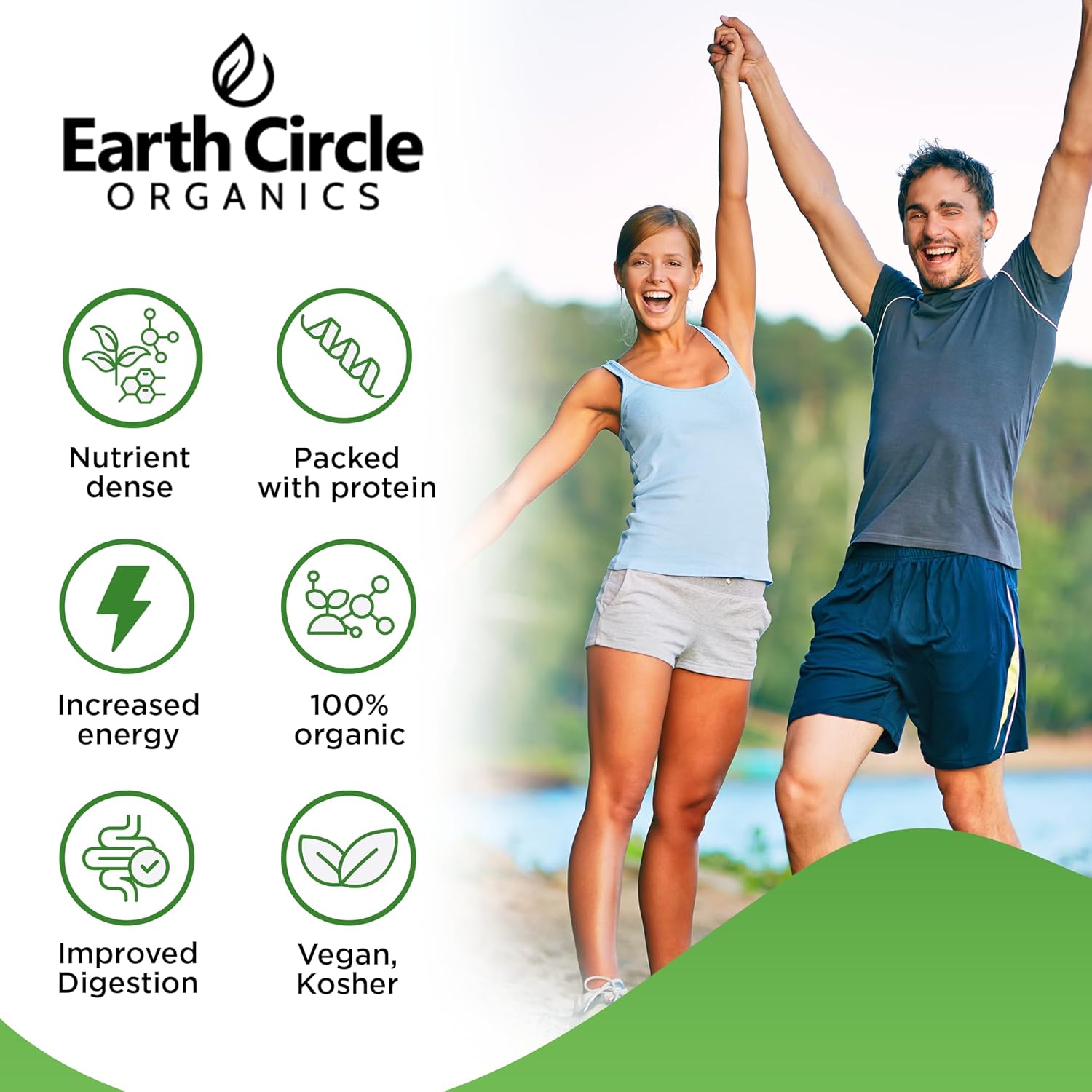 Earth Circle Organics Organic Chlorella Powder Superfood - 4oz | Kosher, Vegan, High Protein & Fiber, Broken Cell Wall Chlorophyll
