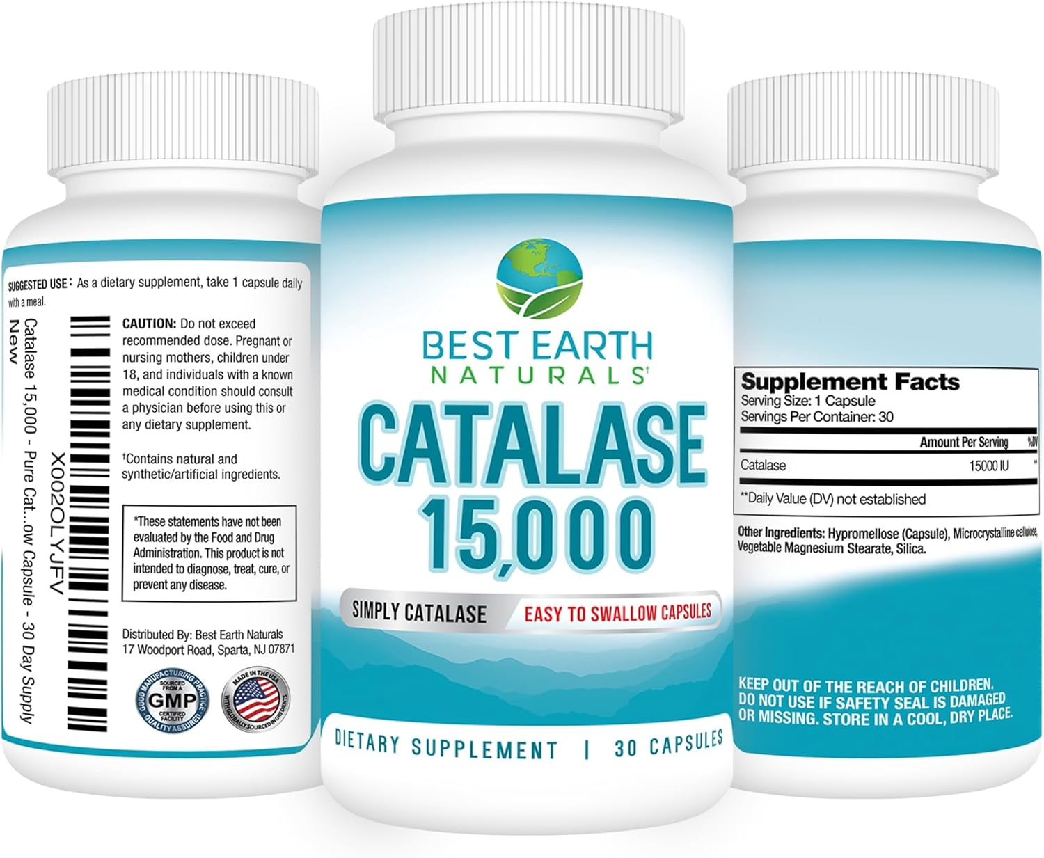 Earth Naturals Catalase Supplement - 15,000 IU - Hair Strength Formula - 30-Day Supply