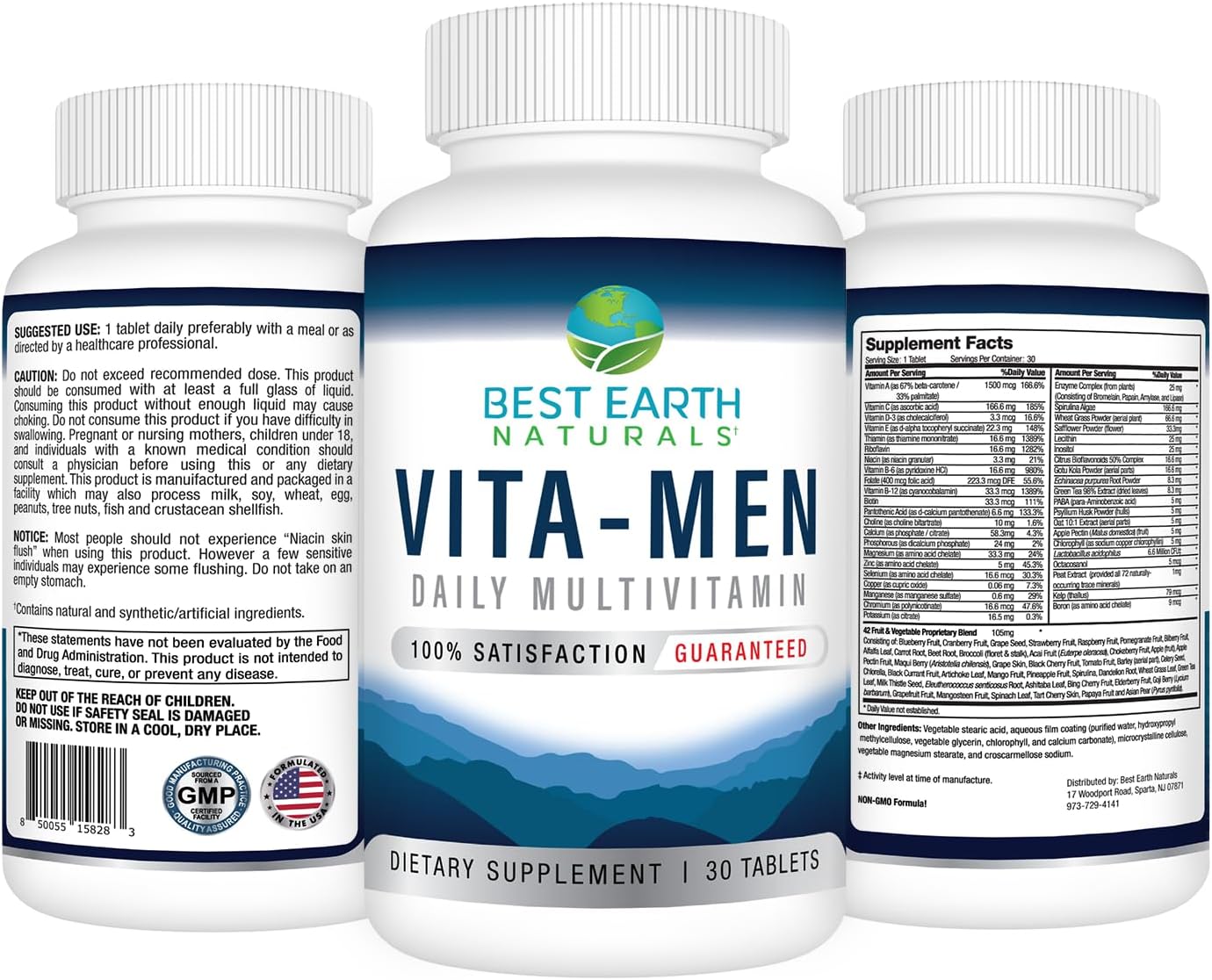 Earth Naturals Vita-Men Daily Multivitamin 30 Tablets - Wellness & Vitality Support Formula