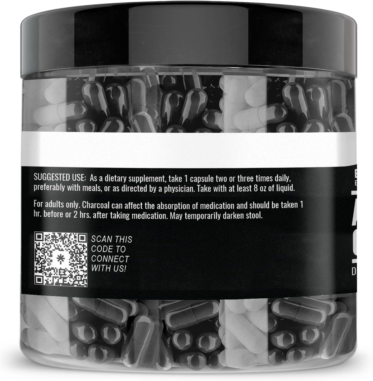Earthborn Elements Activated Charcoal Capsules - 200 Capsules (525 MG) - Odorless & Non-Toxic Powder - Detox Cleanse Supplement