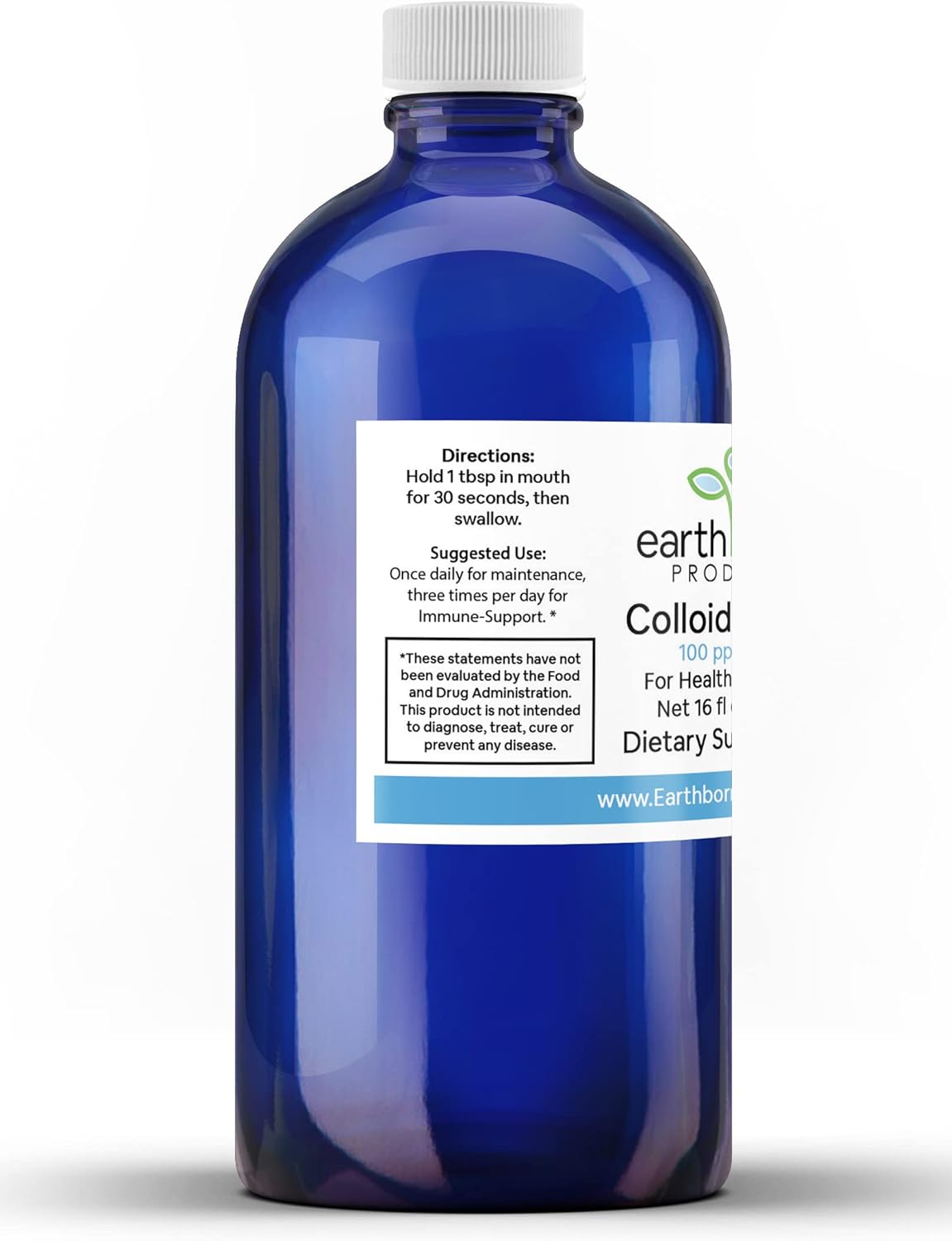 EARTHBORN PRODUCTS Monatomic Colloidal Silver 100ppm Immune Support 16oz Bottle