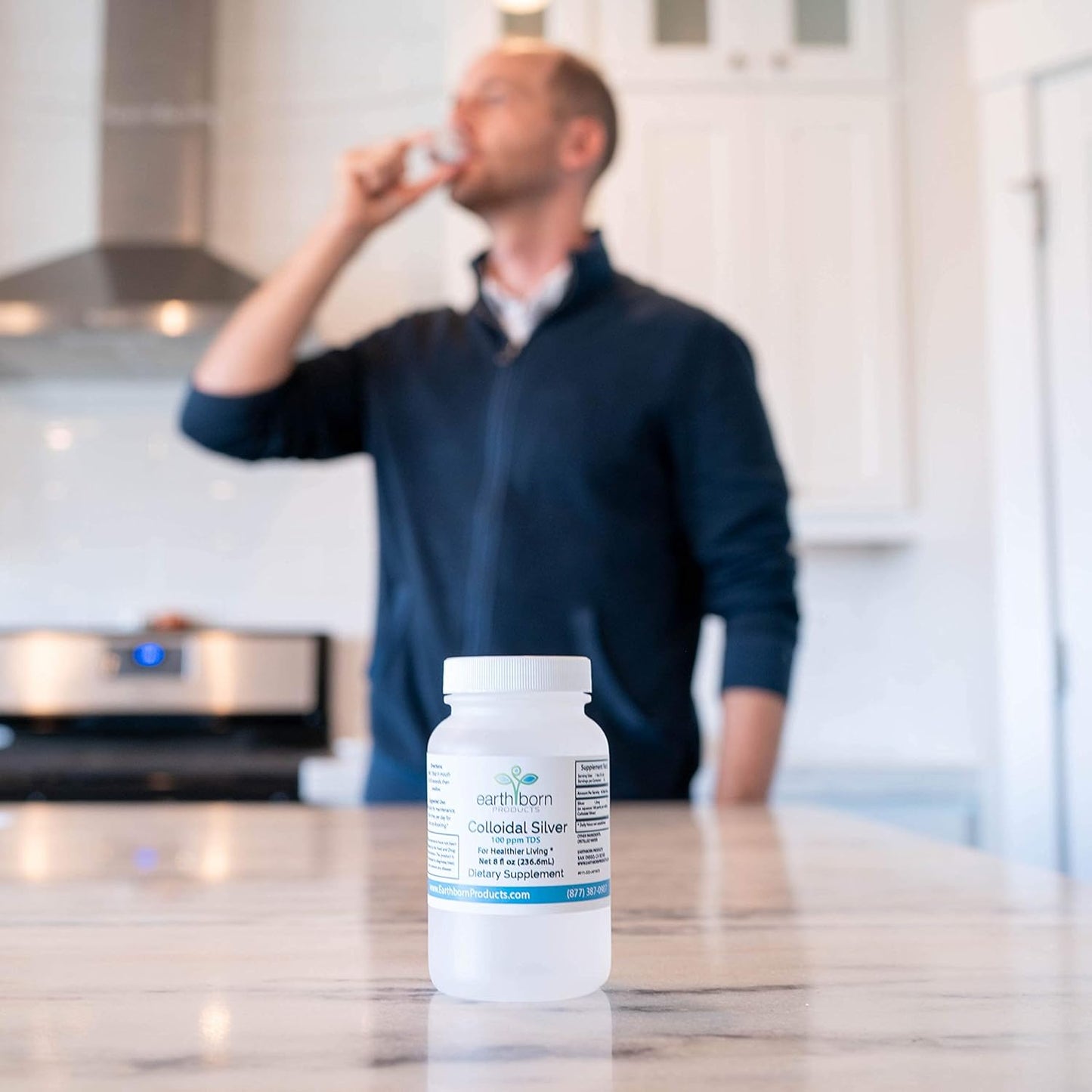 EARTHBORN PRODUCTS Monatomic Colloidal Silver 100ppm Immune Support 16oz Bottle