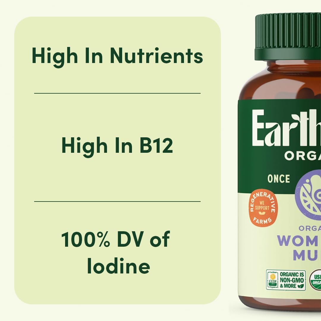 EarthFirst Organic Women's Multivitamin with Iron, Vitamin B12 & More - 30 Count