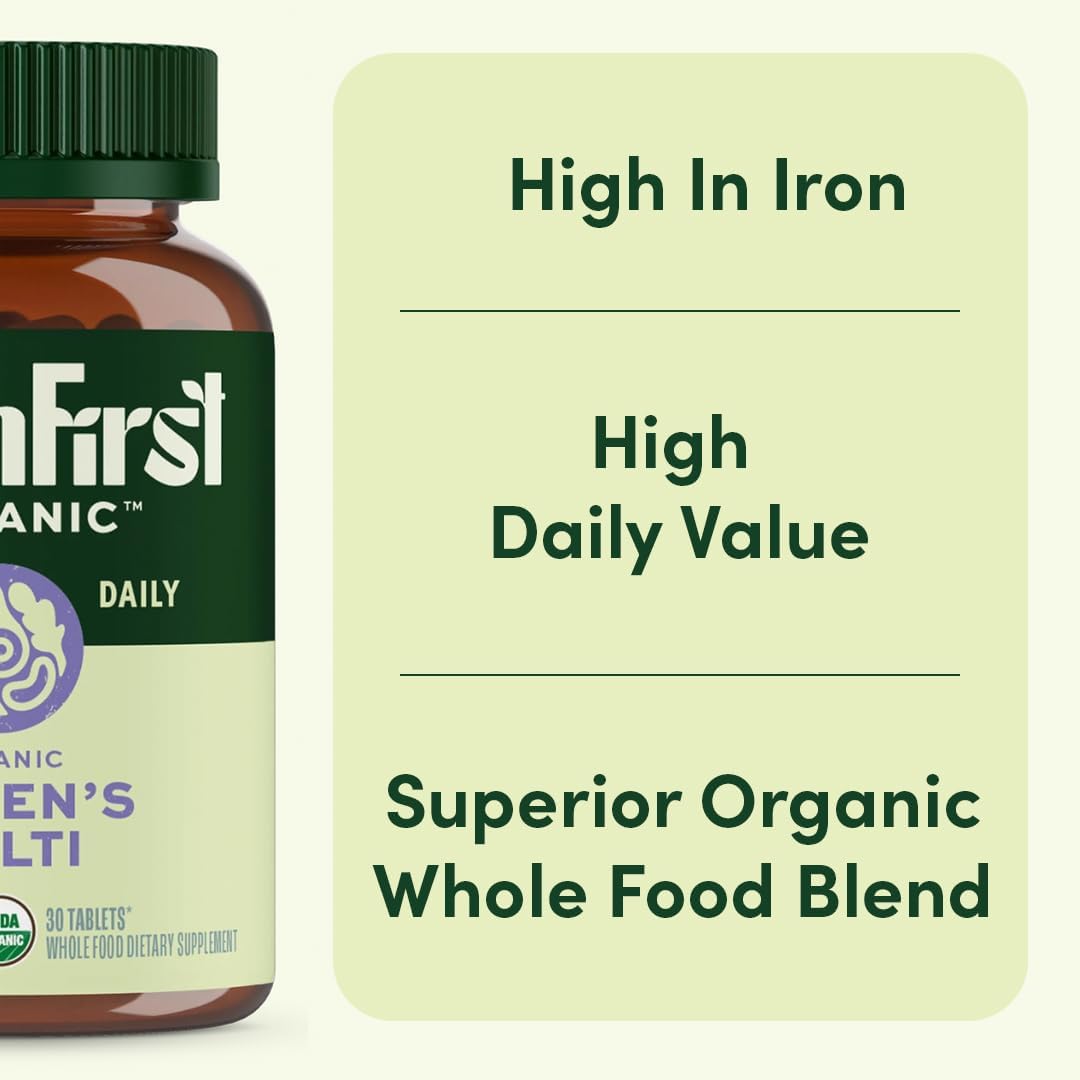 EarthFirst Organic Women's Multivitamin with Iron, Vitamin B12 & More - 30 Count