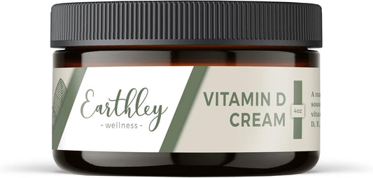 Earthley Vitamin D Cream with Cod Liver Oil, Emu Oil, Mango Butter, and Avocado Oil Blend - 4 oz - Paraben, Sulphate, and Fragrance-Free