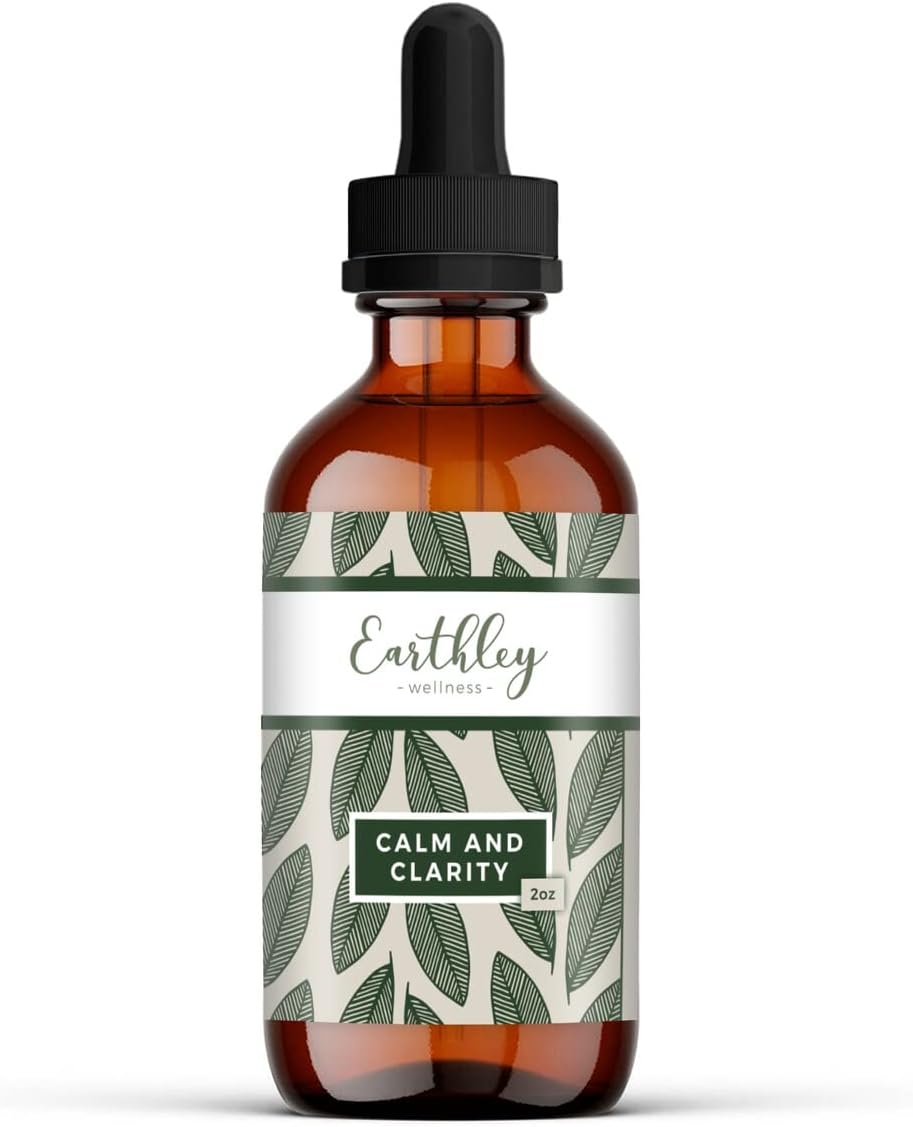 Earthley Wellness Calm and Clarity Herbal Tincture 2oz - Natural Stress Relief and Mental Focus Formula