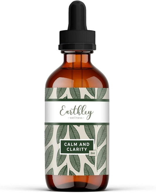 Earthley Wellness Calm and Clarity Herbal Tincture 2oz - Natural Stress Relief and Mental Focus Formula