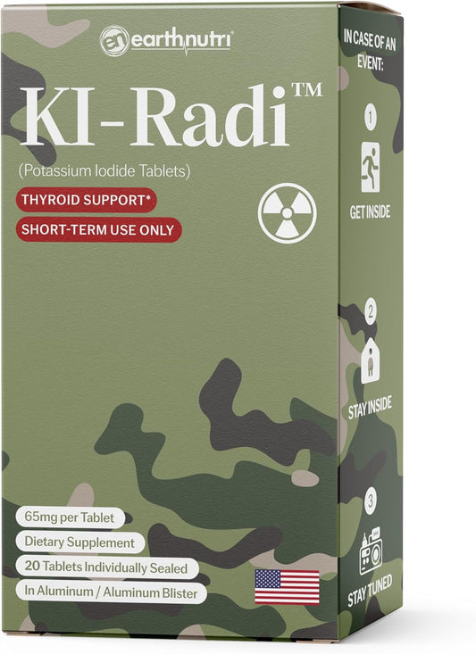 EarthNutri KI-Radi™ Potassium Iodide Tablets 65 mg - 20 Tablets, Foil-Foil Blister Packaging - Potassium Iodide Supplement