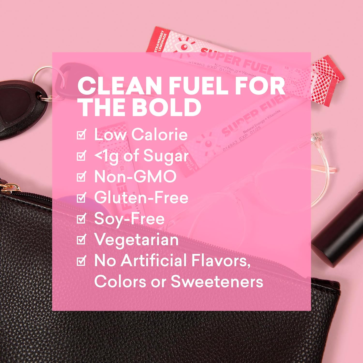 EBOOST Super Fuel Strawberry Lemonade Energy Drink Powder - 14 Packets - Natural Pre-Workout Mix with L-Tyrosine, L-Theanine, and Vitamins - Energy Boost for Men and Women on the Go