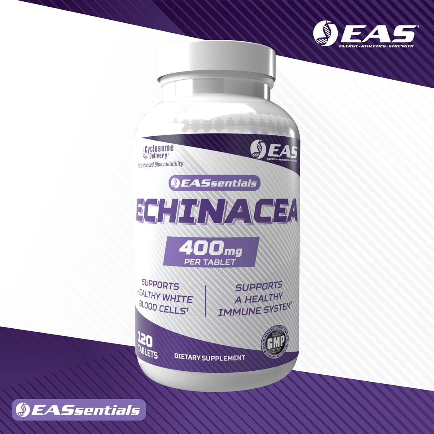 Echinacea 400mg Tri Blend Tablets for Immune & Respiratory Support | Enhanced Absorption with Cyclosome Delivery | Gluten Free & Non GMO | 120 Tablets