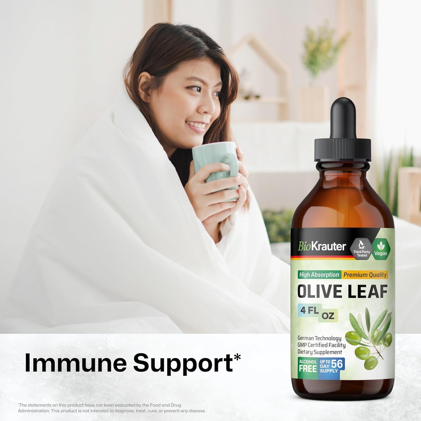 Echinacea and Goldenseal Tincture with Olive Leaf - 8 Fl. Oz. Immune Support Supplement