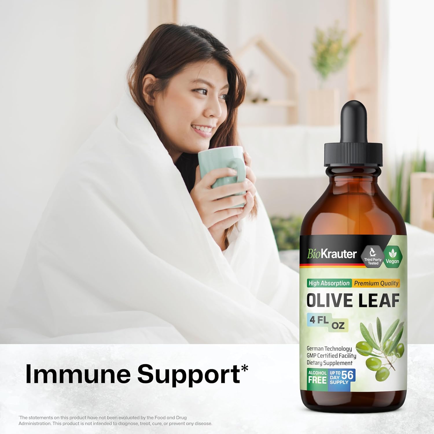 Echinacea and Goldenseal Tincture with Olive Leaf - 8 Fl. Oz. Immune Support Supplement