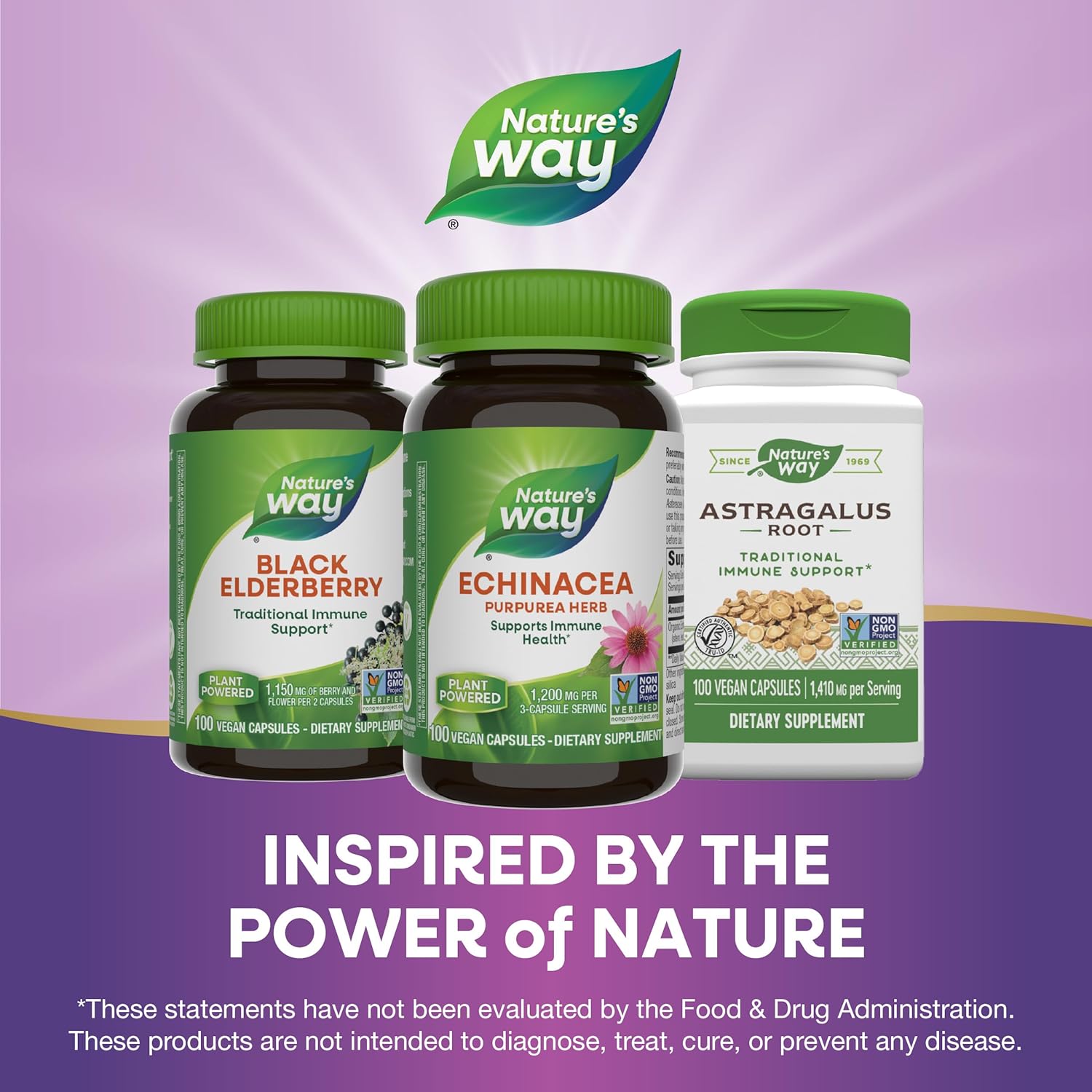 Echinacea Purpurea Herb Capsules - 1200mg per Serving, Immune Support, Non-GMO, Vegan - 100 Count