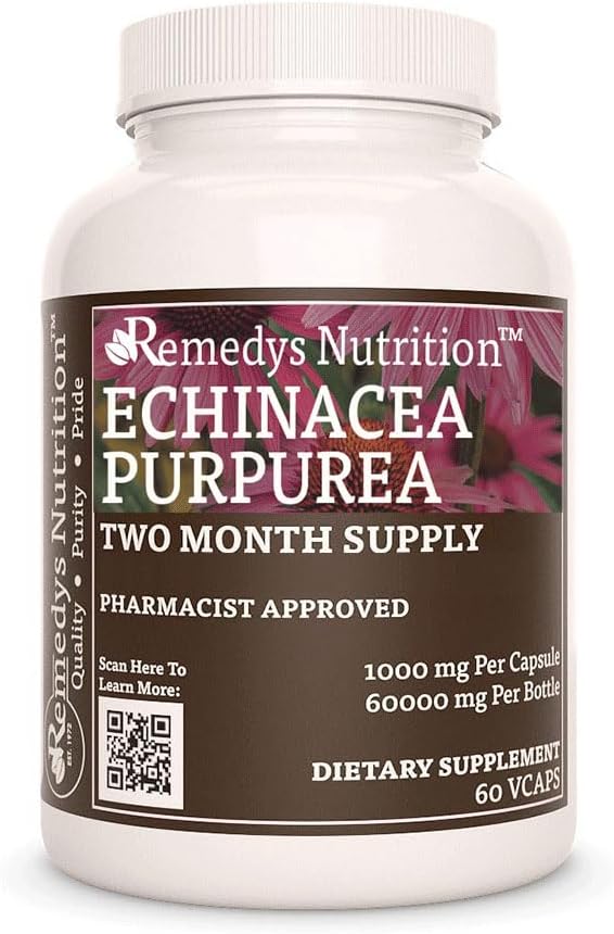 Echinacea Purpurea Herbal Dietary Supplement | 1,000 mg, 60 Vegan Capsules | Non-GMO, Gluten Free, Dairy Free