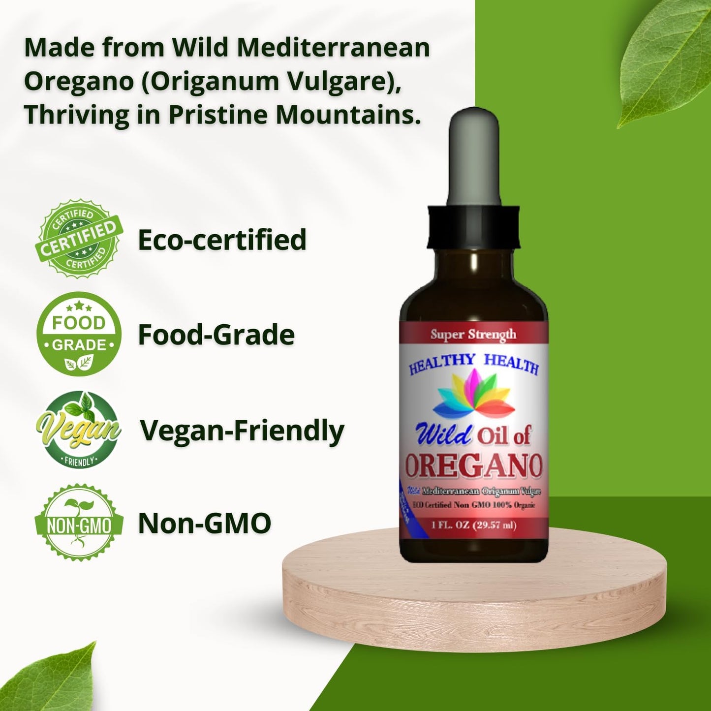 ECO Certified Organic Oregano Oil - Super Strength 86% Carvacrol - Non-GMO - Vegan - Immune Support - 1 oz