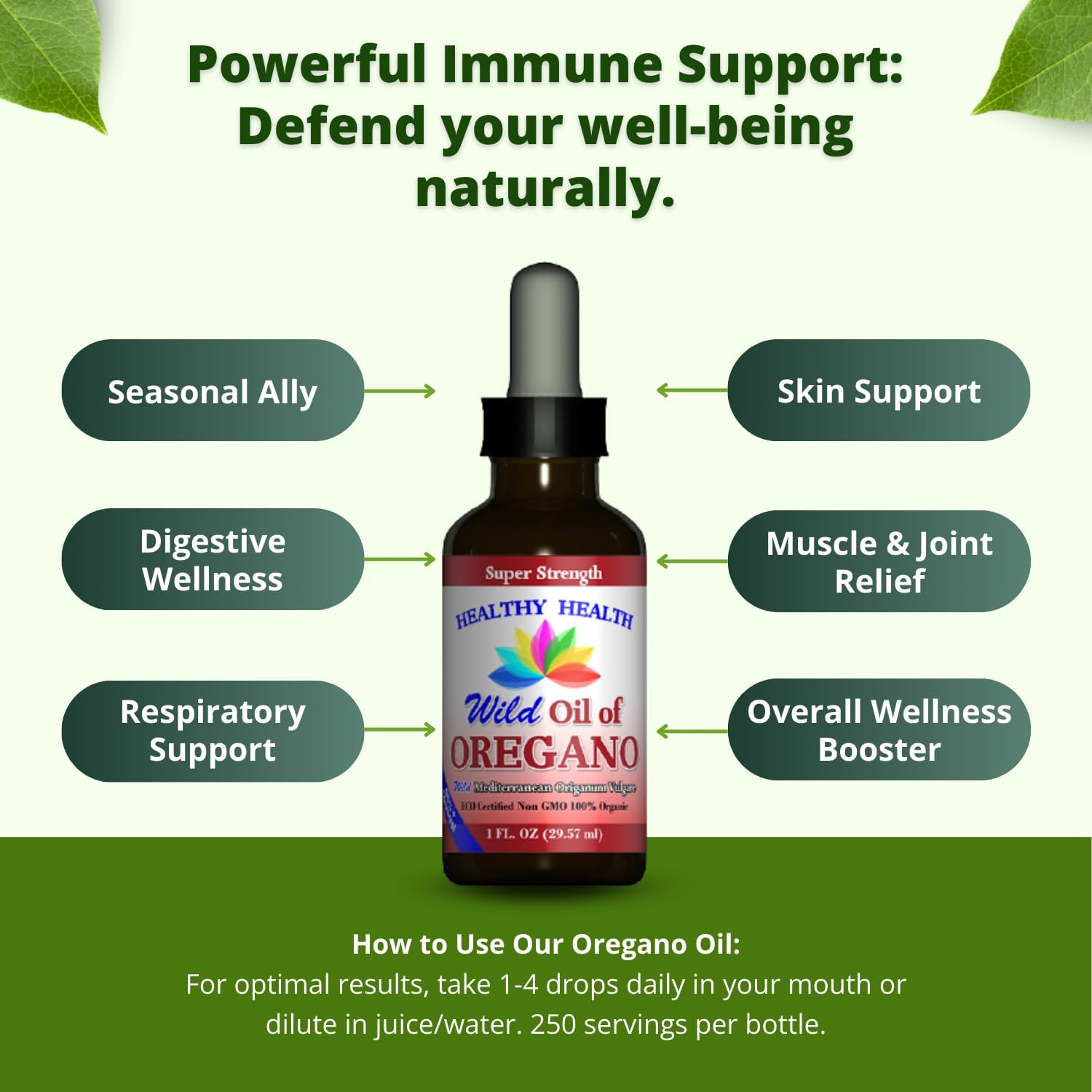 ECO Certified Organic Oregano Oil - Super Strength 86% Carvacrol - Non-GMO - Vegan - Immune Support - 1 oz