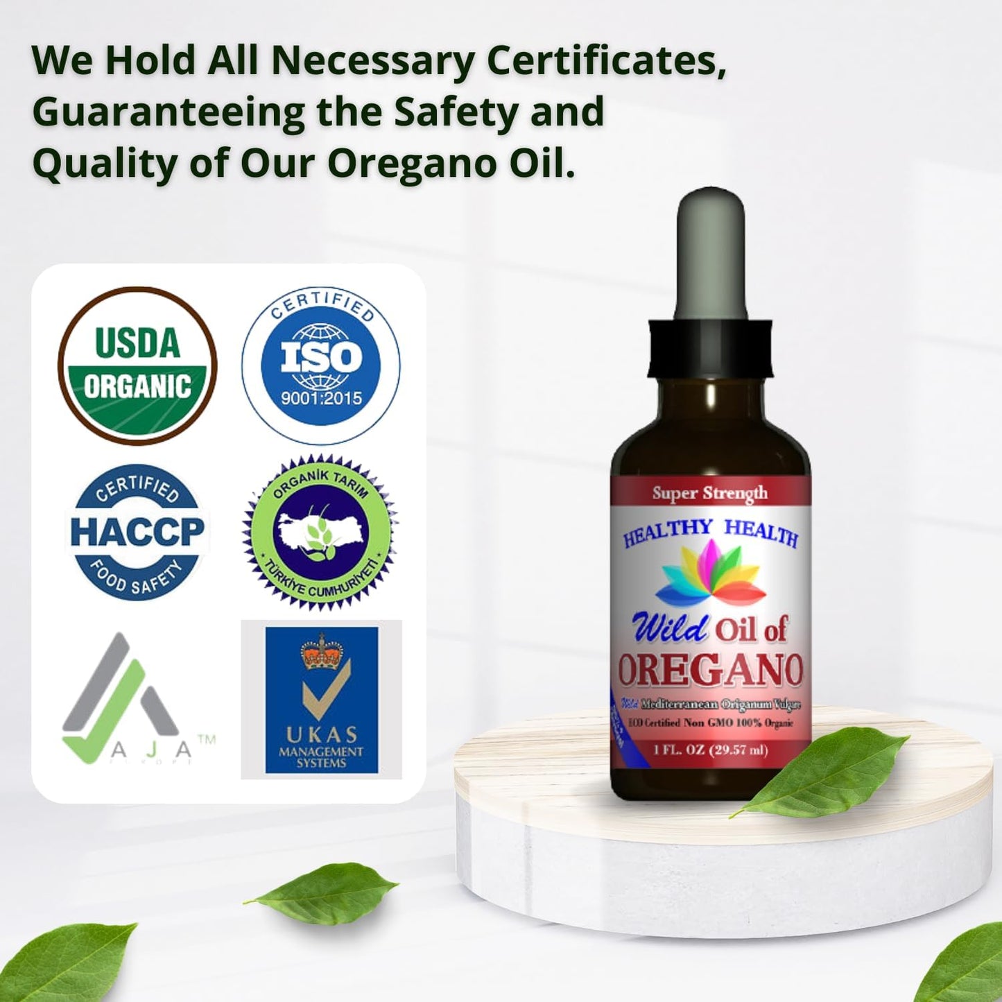 ECO Certified Organic Oregano Oil - Super Strength 86% Carvacrol - Non-GMO - Vegan - Immune Support - 1 oz