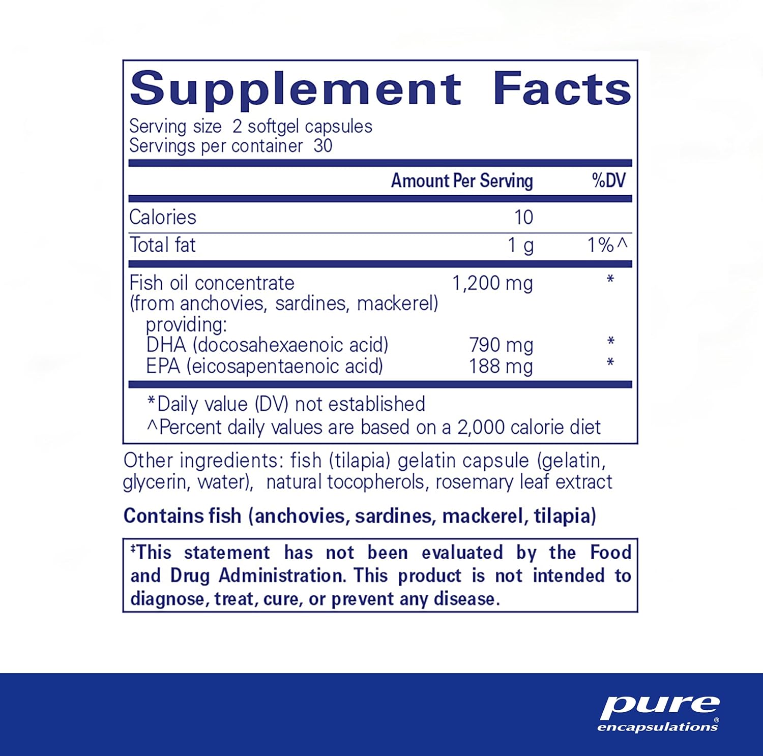 Eco-Friendly Supercritical CO2 Extracted DHA Fish Oil Concentrate - 60 Softgel Capsules by Pure Encapsulations