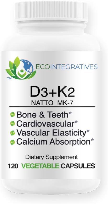 EcoIntegratives D3+K2 10,000IU Capsules for Bone, Cardiovascular & Immune Support