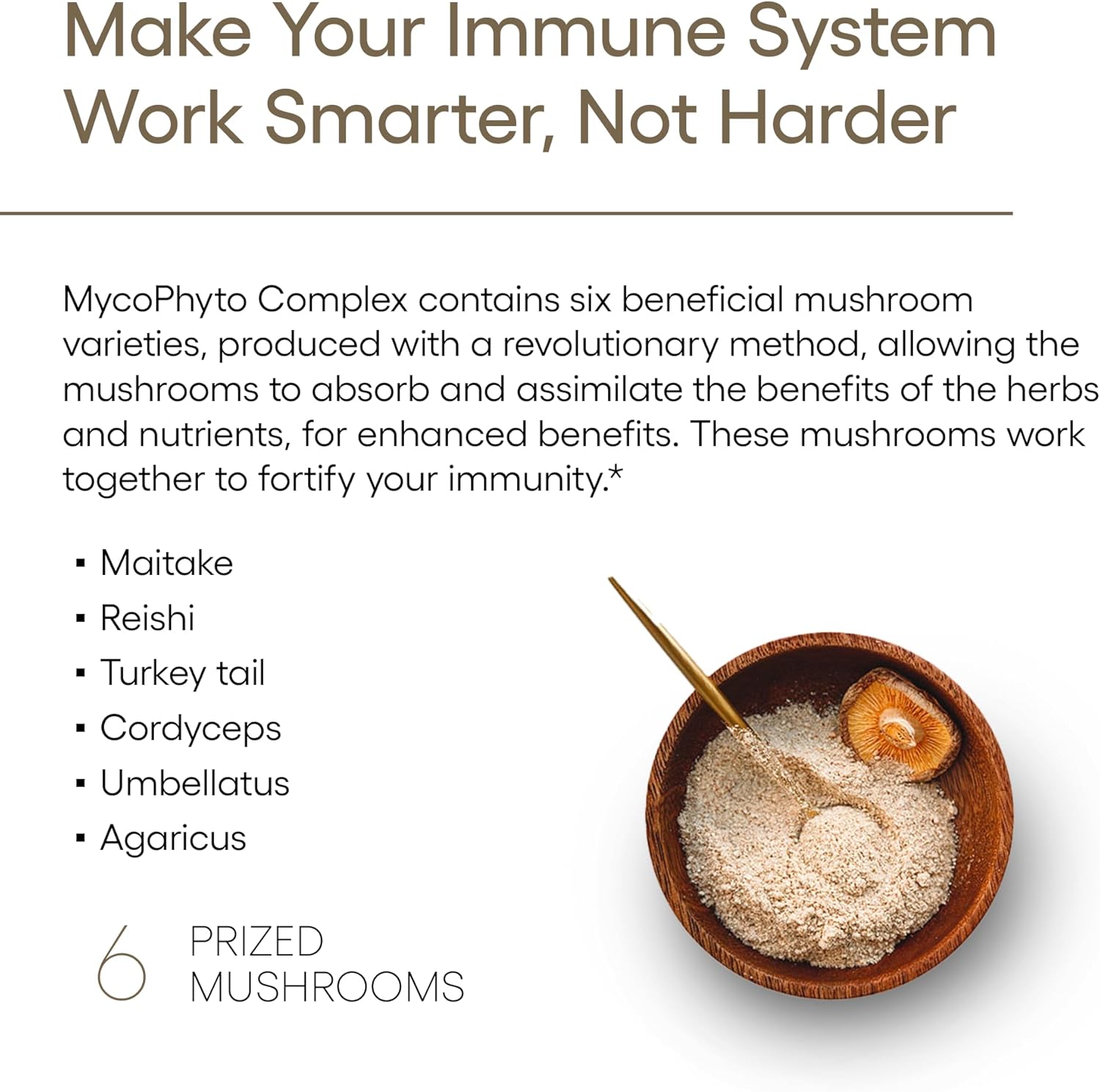 EcoNugenics MycoPhyto Complex: Immune Support Mushroom Supplement - 60 Capsules - Turkey Tail, Reishi, Cordyceps, Maitake - Energy, Gut Health, Brain Support