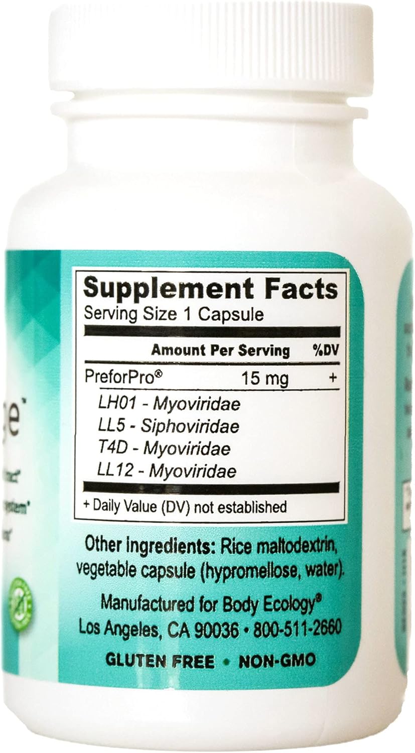 EcoPhage Bacteriophage Prebiotic & Probiotic Supplement - Supports Immune Health & Intestinal Tract - 60 Veg Caps