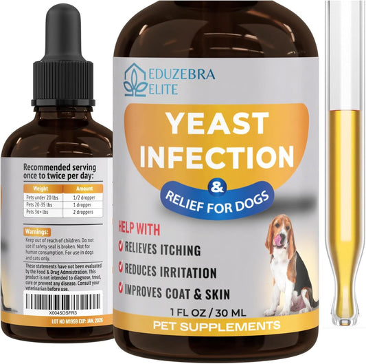 EDUZEBRA Dog Yeast Infection Treatment - Soothes Itching & Inflammation, Ear Infection Relief