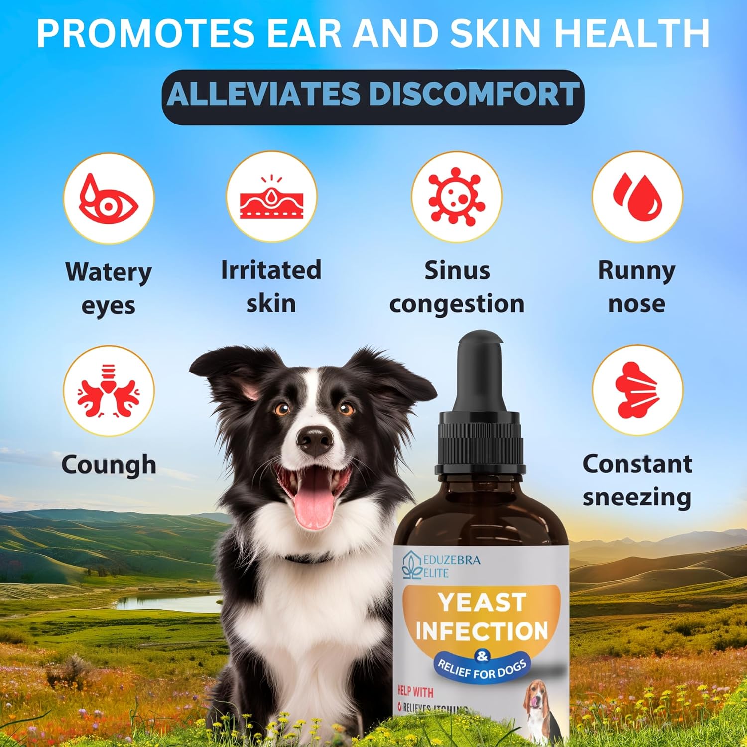 EDUZEBRA Dog Yeast Infection Treatment - Soothes Itching & Inflammation, Ear Infection Relief