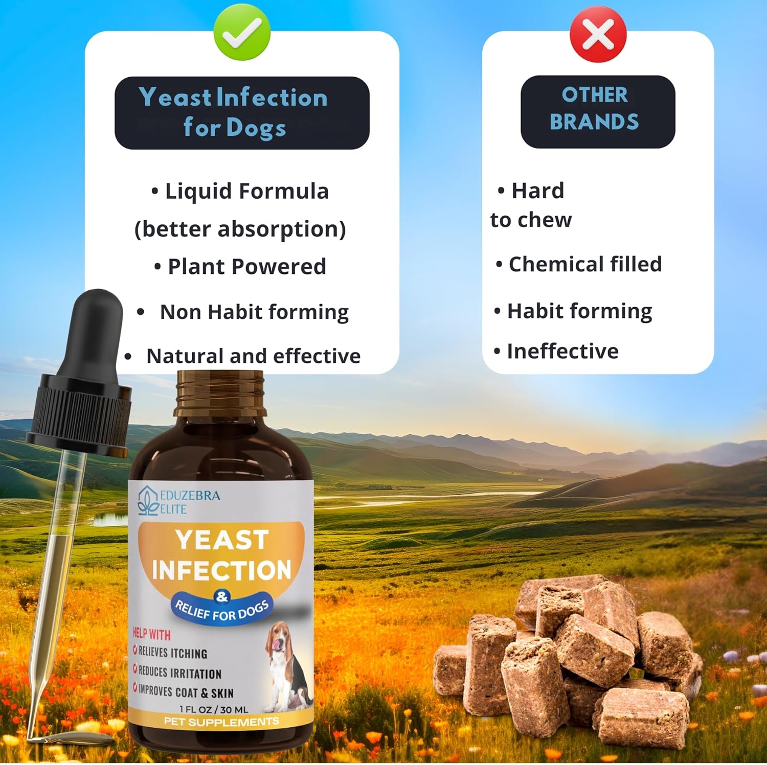 EDUZEBRA Dog Yeast Infection Treatment - Soothes Itching & Inflammation, Ear Infection Relief