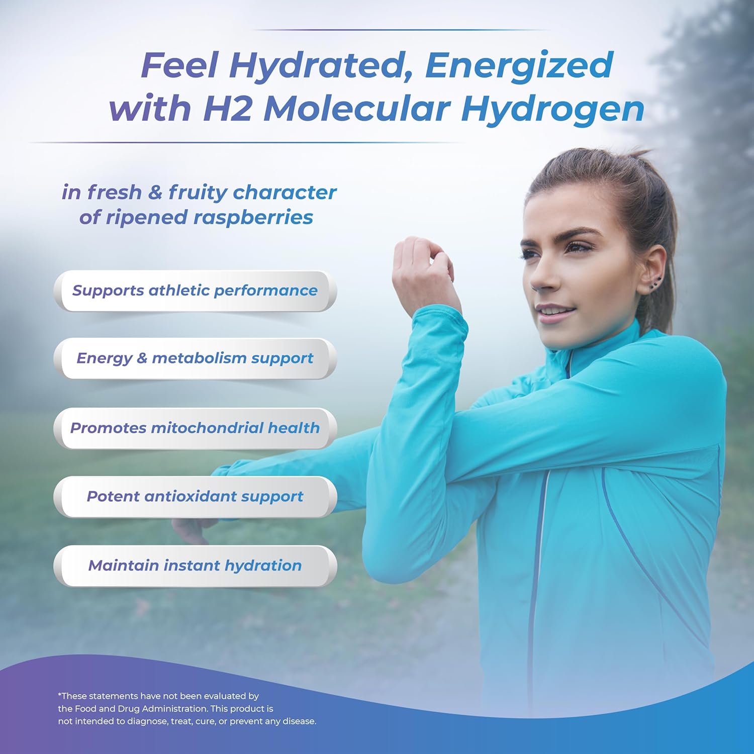 Effervescent Raspberry Wellness Tablets with H2 Molecular Hydrogen for Hydration, Energy, and Metabolism; 8 PPM - 30 Tablets