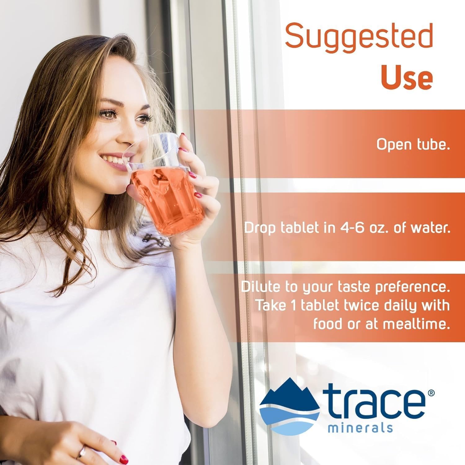 Effervescent Trace Minerals Magnesium Supplement for Bone & Circulatory Health - Orange Flavor, 80 Servings