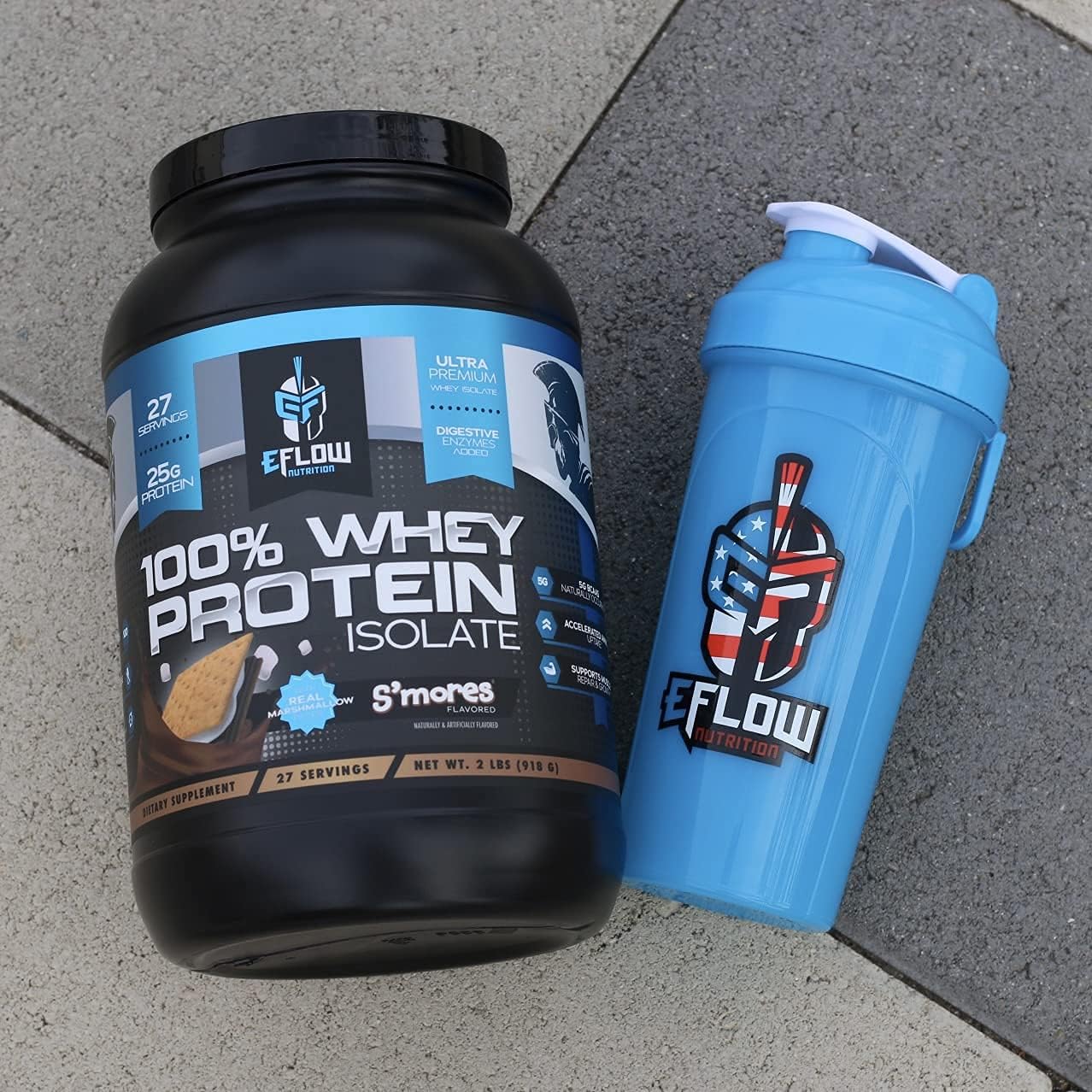 eFlow Nutrition Whey Protein Isolate with Digestive Enzymes - Gluten & Lactose-Free, Low Carb S'Mores Flavor - Fast Digesting Post Workout Shake for Muscle Recovery (26 Servings)