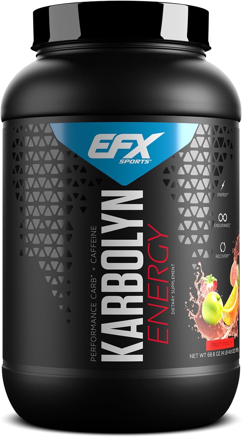 EFX Sports Karbolyn Energy + Caffeine Powder - 250mg Caffeine, Sugar Free, 36 Servings - Fruit Punch Flavor
