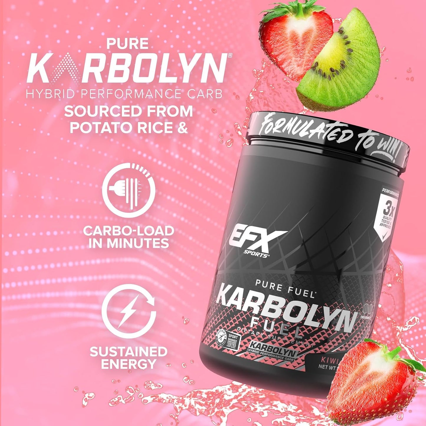 EFX Sports Karbolyn Fuel - Kiwi Strawberry Flavor | Fast-Absorbing Carbohydrate Powder for Carb Loading, Energy, Recovery | Stimulant-Free Formula | 18 Servings