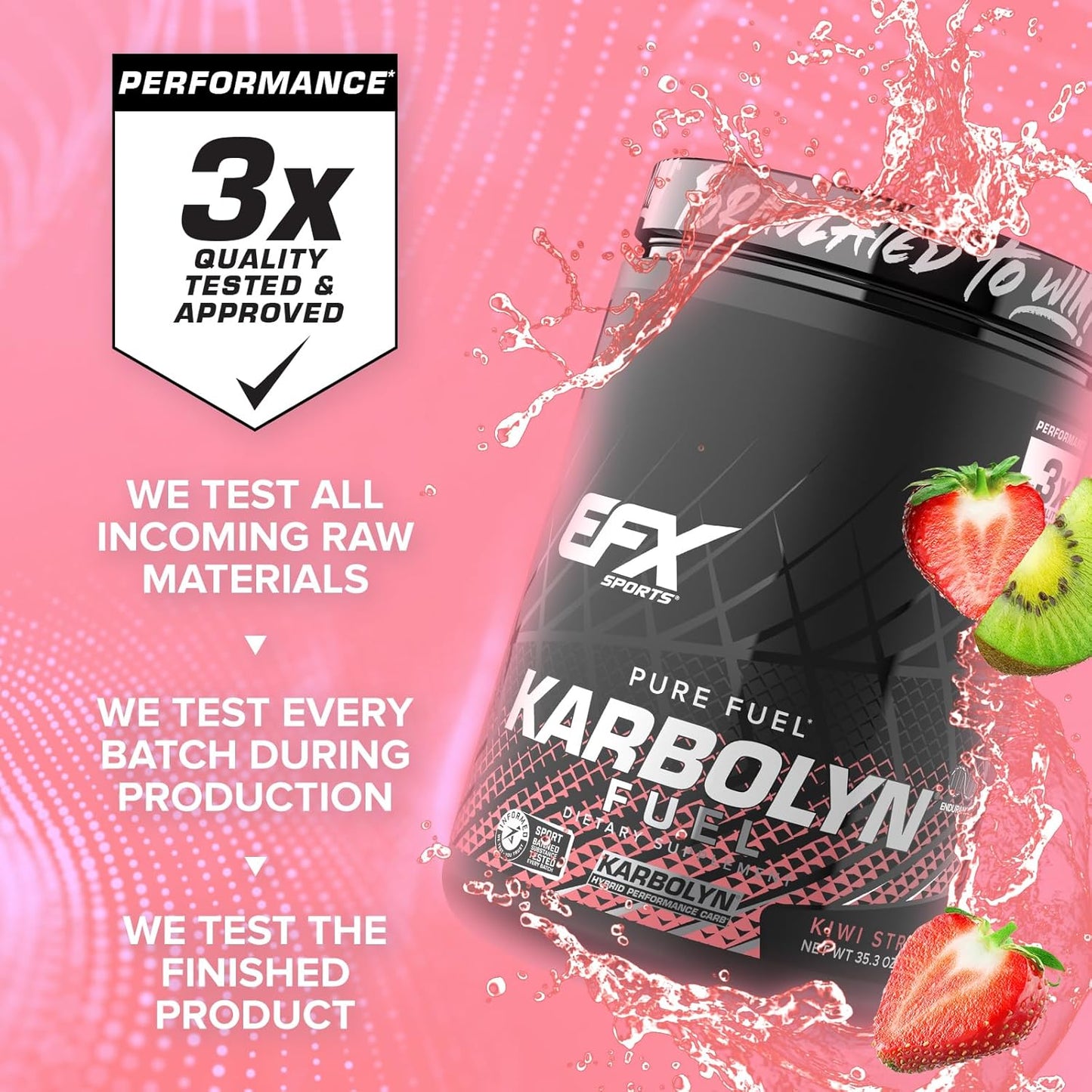 EFX Sports Karbolyn Fuel - Kiwi Strawberry Flavor | Fast-Absorbing Carbohydrate Powder for Carb Loading, Energy, Recovery | Stimulant-Free Formula | 18 Servings