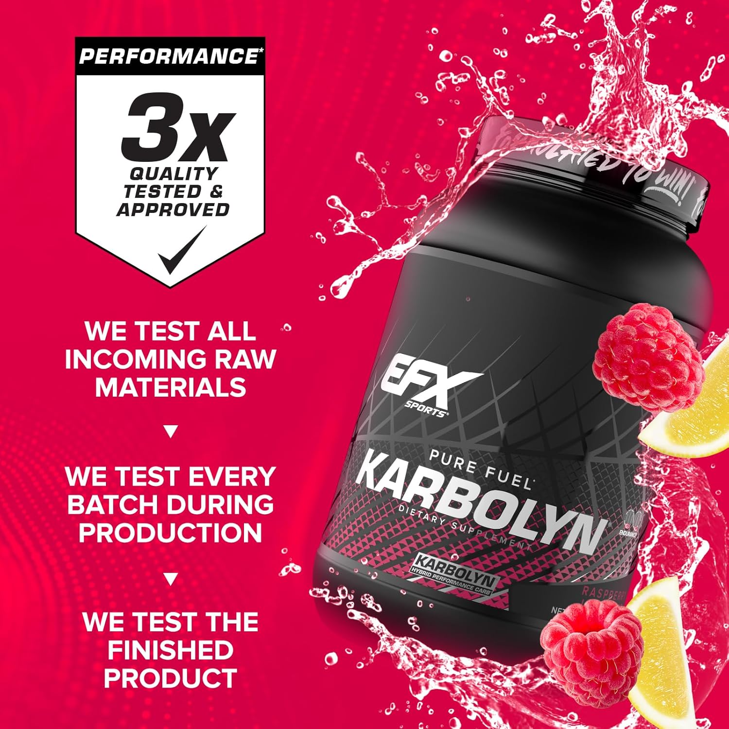 EFX Sports Karbolyn Fuel - Raspberry Lemonade | Fast-Absorbing Carb Powder for Energy & Recovery | 35 Servings