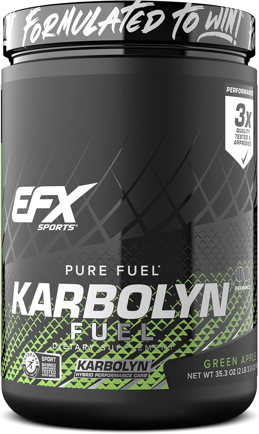 EFX Sports Karbolyn Fuel: Green Apple Carbohydrate Powder for Carb Loading, Energy, Recovery - 18 Servings, Stimulant-Free