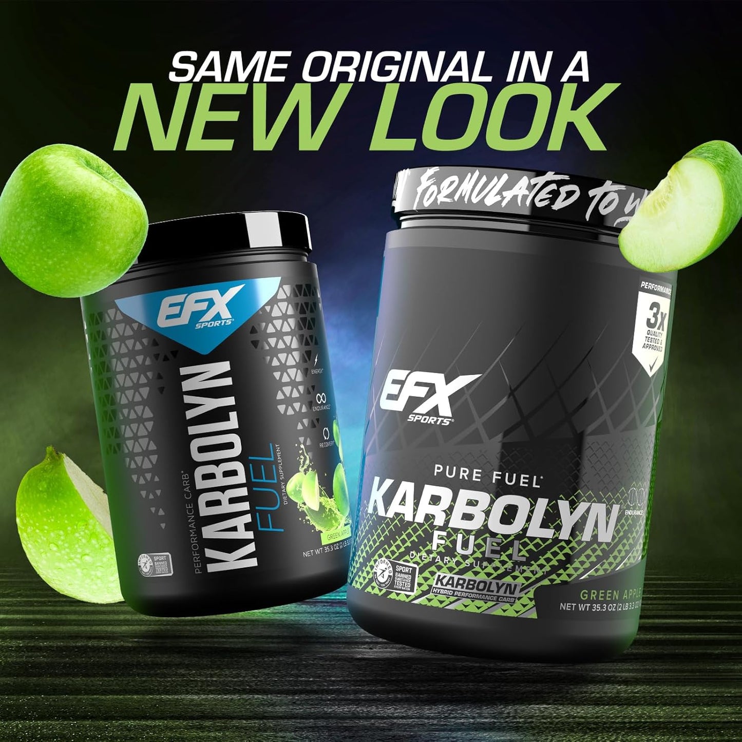 EFX Sports Karbolyn Fuel: Green Apple Carbohydrate Powder for Carb Loading, Energy, Recovery - 18 Servings, Stimulant-Free