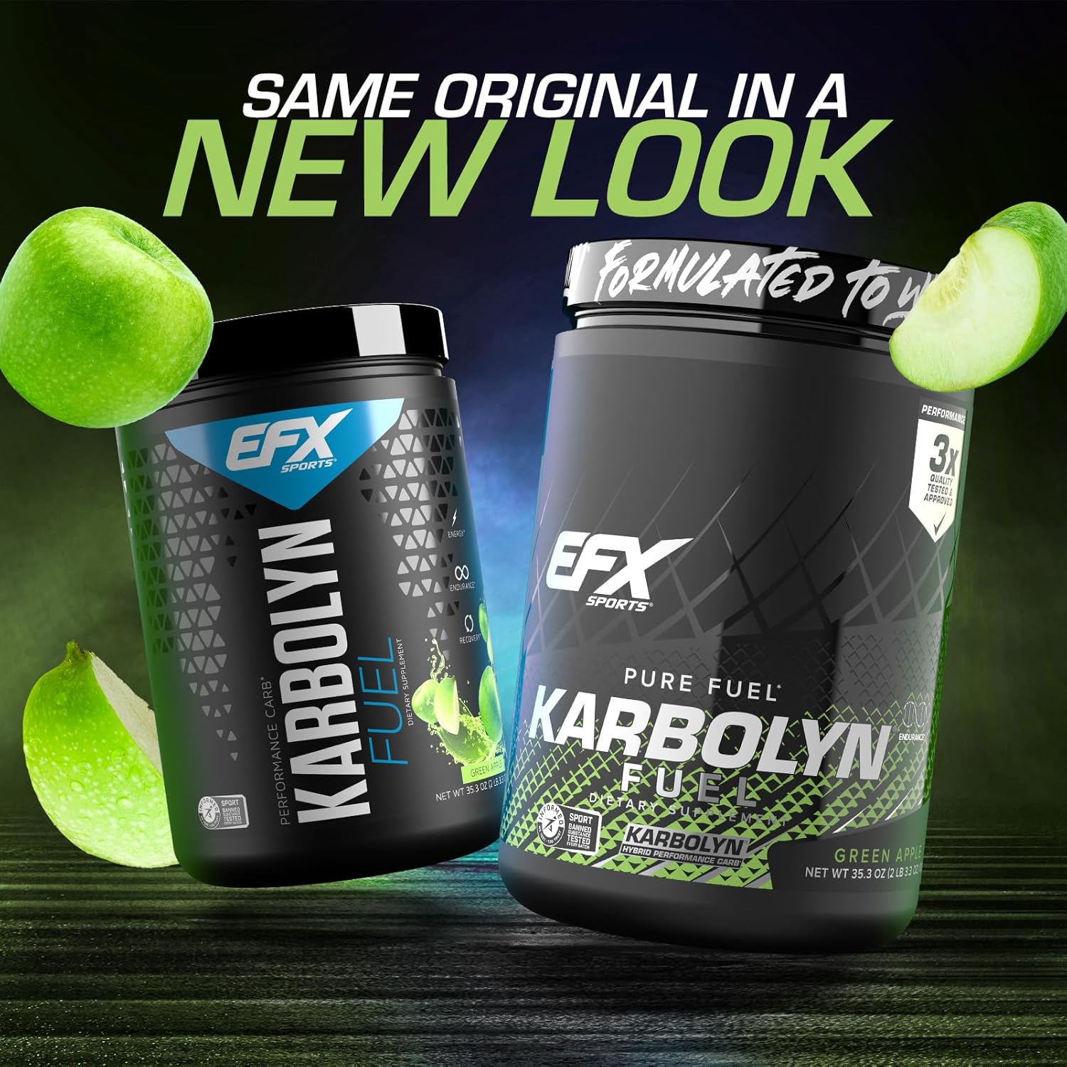 EFX Sports Karbolyn Fuel: Green Apple Carbohydrate Powder for Carb Loading, Energy, Recovery - 18 Servings, Stimulant-Free