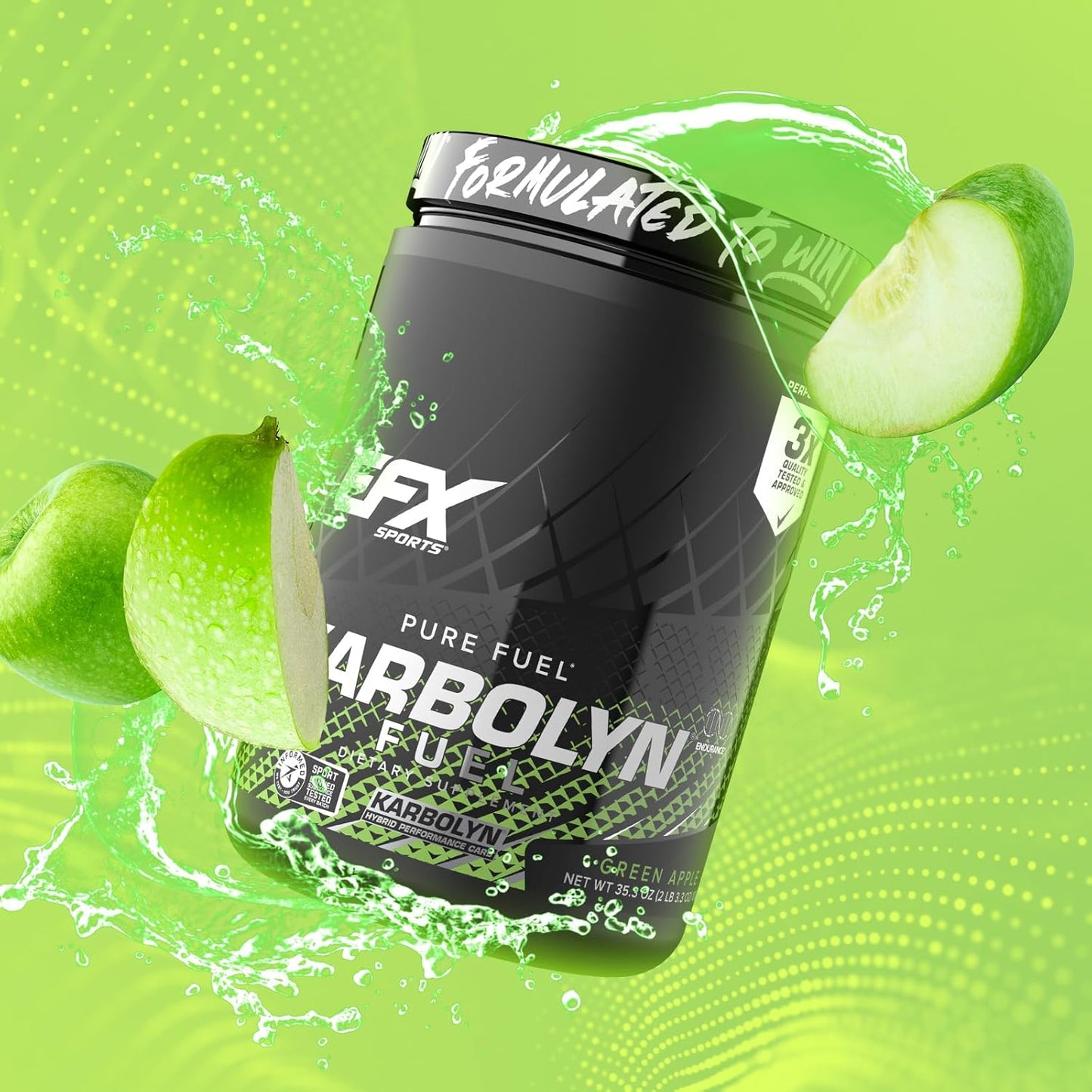 EFX Sports Karbolyn Fuel: Green Apple Carbohydrate Powder for Carb Loading, Energy, Recovery - 18 Servings, Stimulant-Free