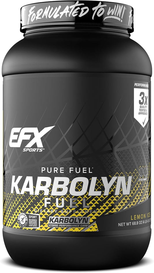 EFX Sports Karbolyn Fuel Lemon Ice Powder - Carb Load for Sustained Energy & Recovery - Stimulant-Free, 36 Servings