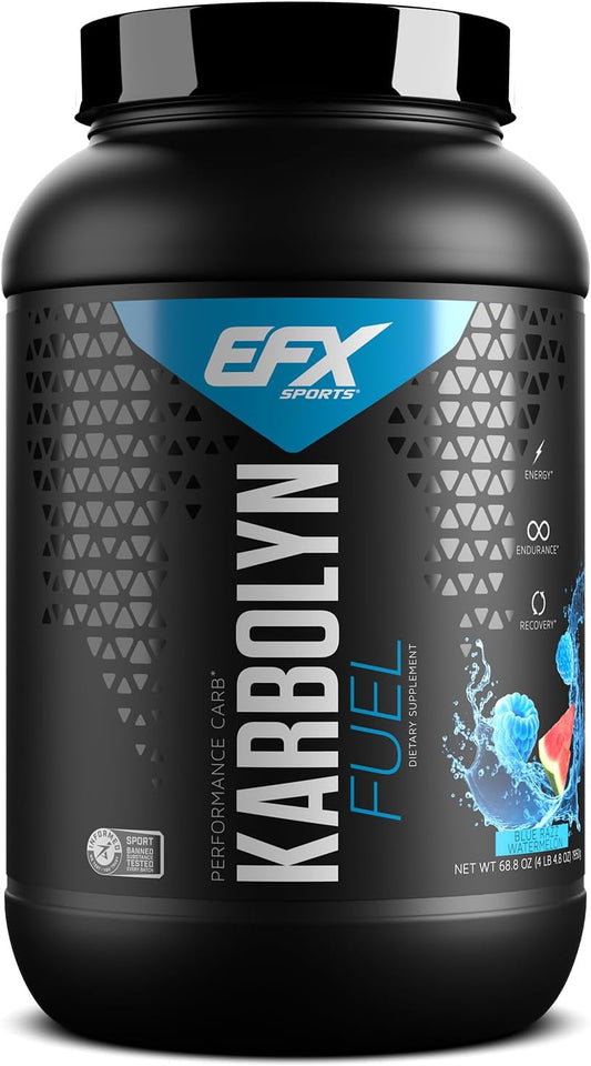 EFX Sports Karbolyn Fuel Powder - Blue Razz Watermelon Flavor | Rapid Carb Absorption for Energy & Recovery | 36 Servings