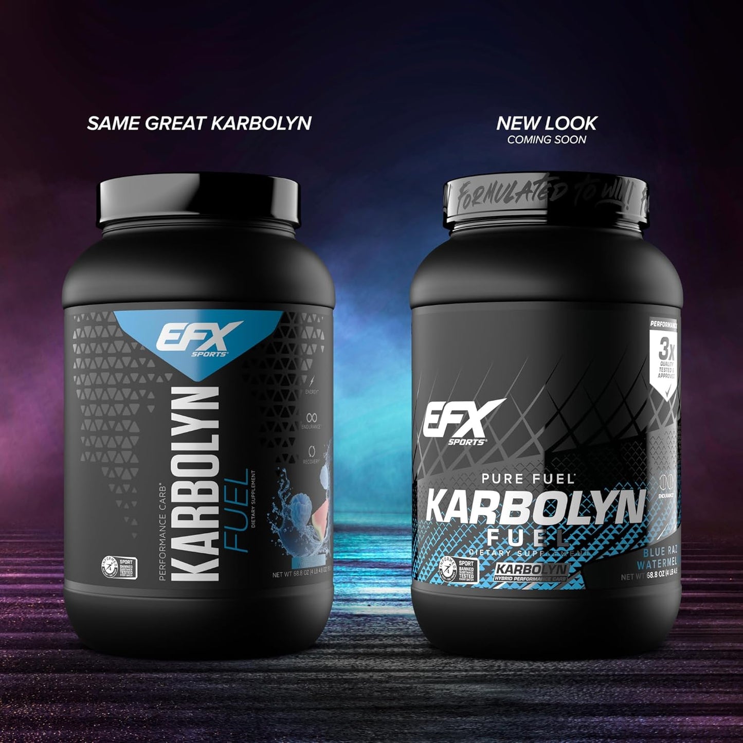 EFX Sports Karbolyn Fuel Powder - Blue Razz Watermelon Flavor | Rapid Carb Absorption for Energy & Recovery | 36 Servings