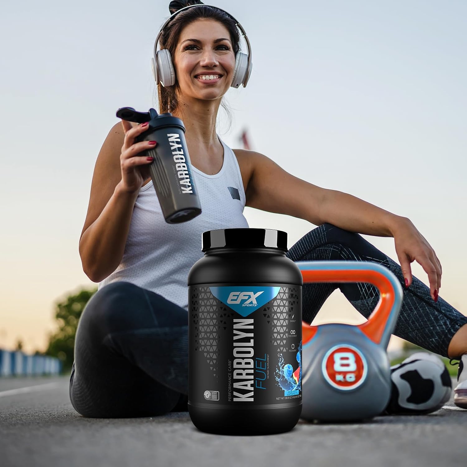 EFX Sports Karbolyn Fuel Powder - Blue Razz Watermelon Flavor | Rapid Carb Absorption for Energy & Recovery | 36 Servings