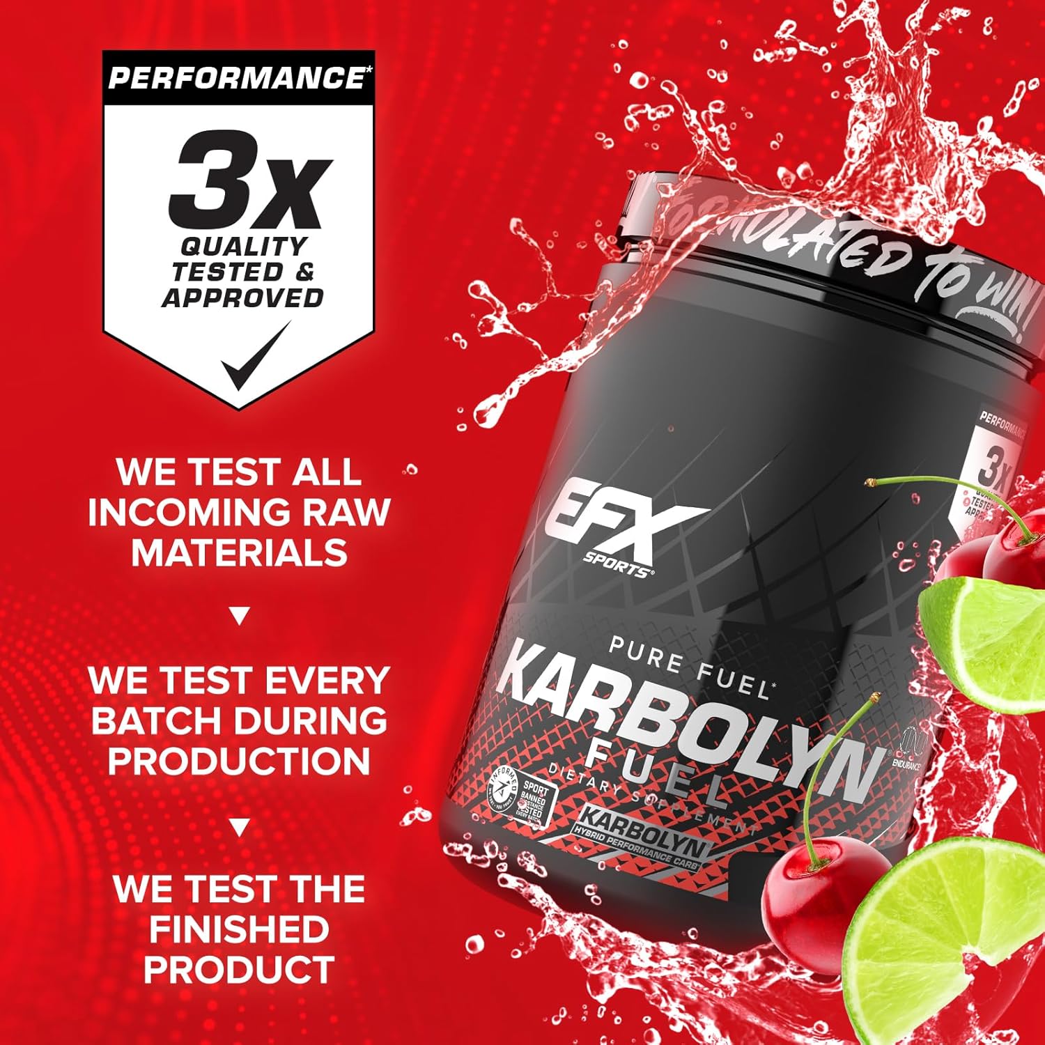 EFX Sports Karbolyn Fuel Powder - Fast-Absorbing Carb Supplement for Energy & Recovery - Cherry Limeade Flavor - 19 Servings