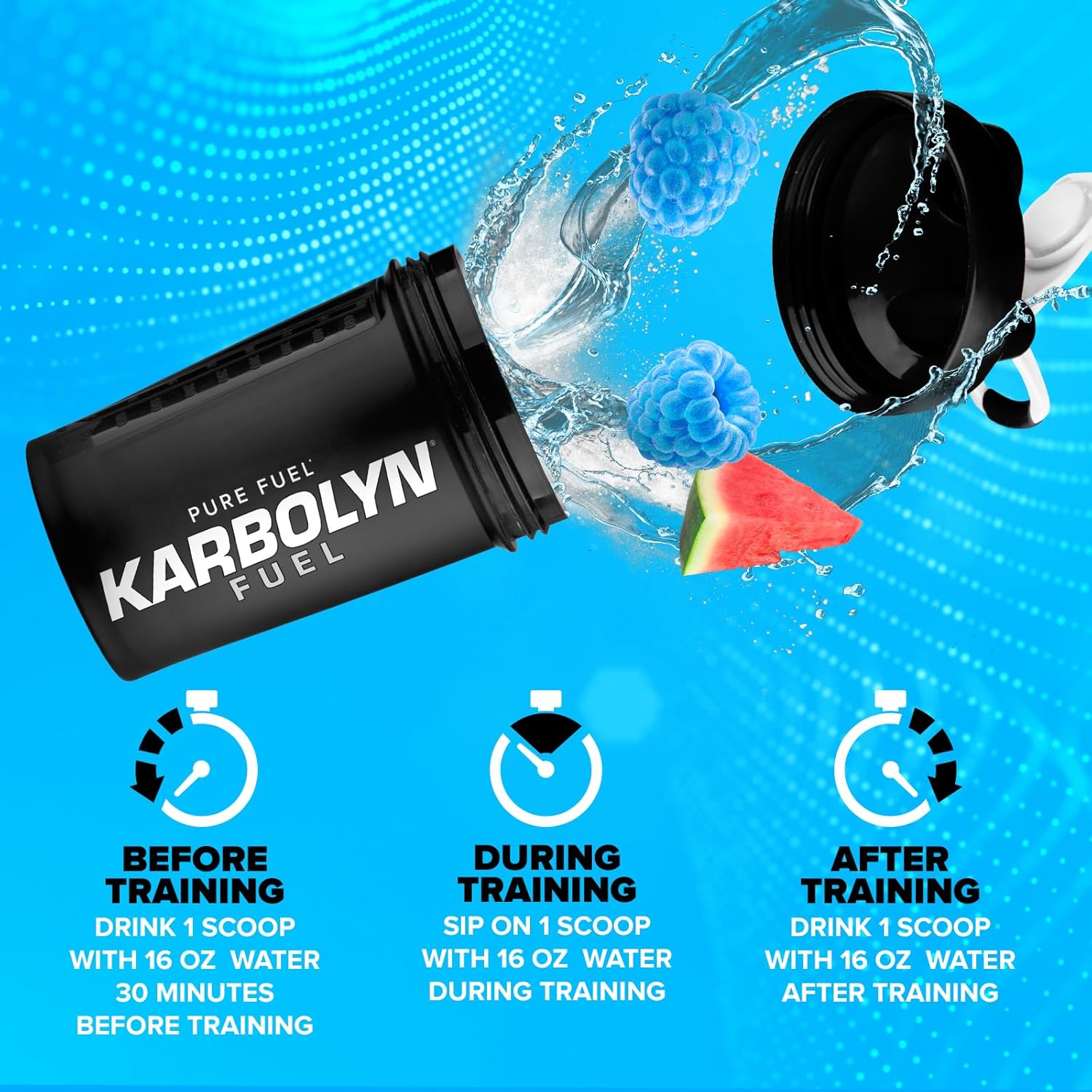 EFX Sports Karbolyn Fuel Powder | Fast-Absorbing Carbohydrates for Carb Loading and Energy | Stimulant-Free Recovery | Blue Razz Watermelon Flavor | 18 Servings