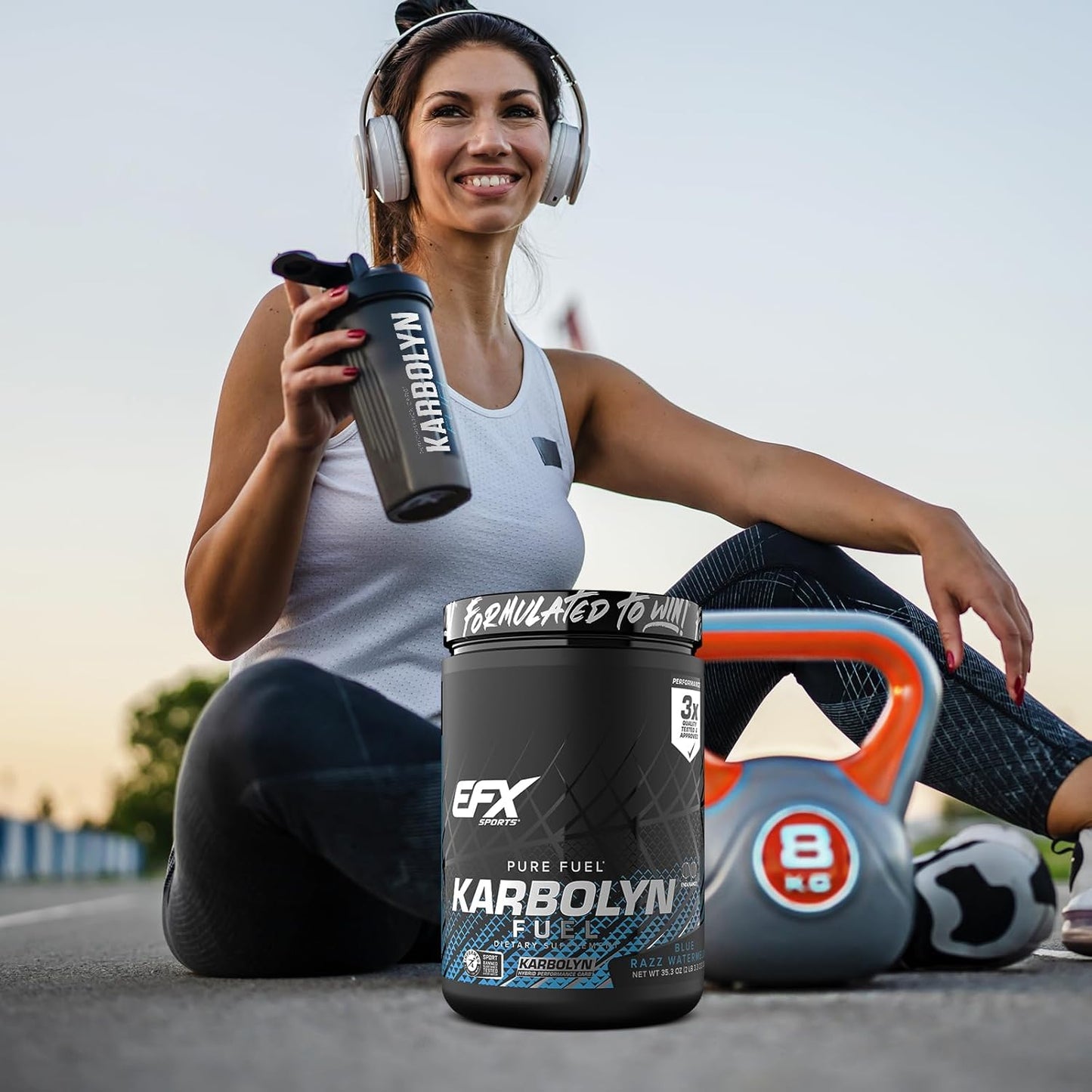 EFX Sports Karbolyn Fuel Powder | Fast-Absorbing Carbohydrates for Carb Loading and Energy | Stimulant-Free Recovery | Blue Razz Watermelon Flavor | 18 Servings